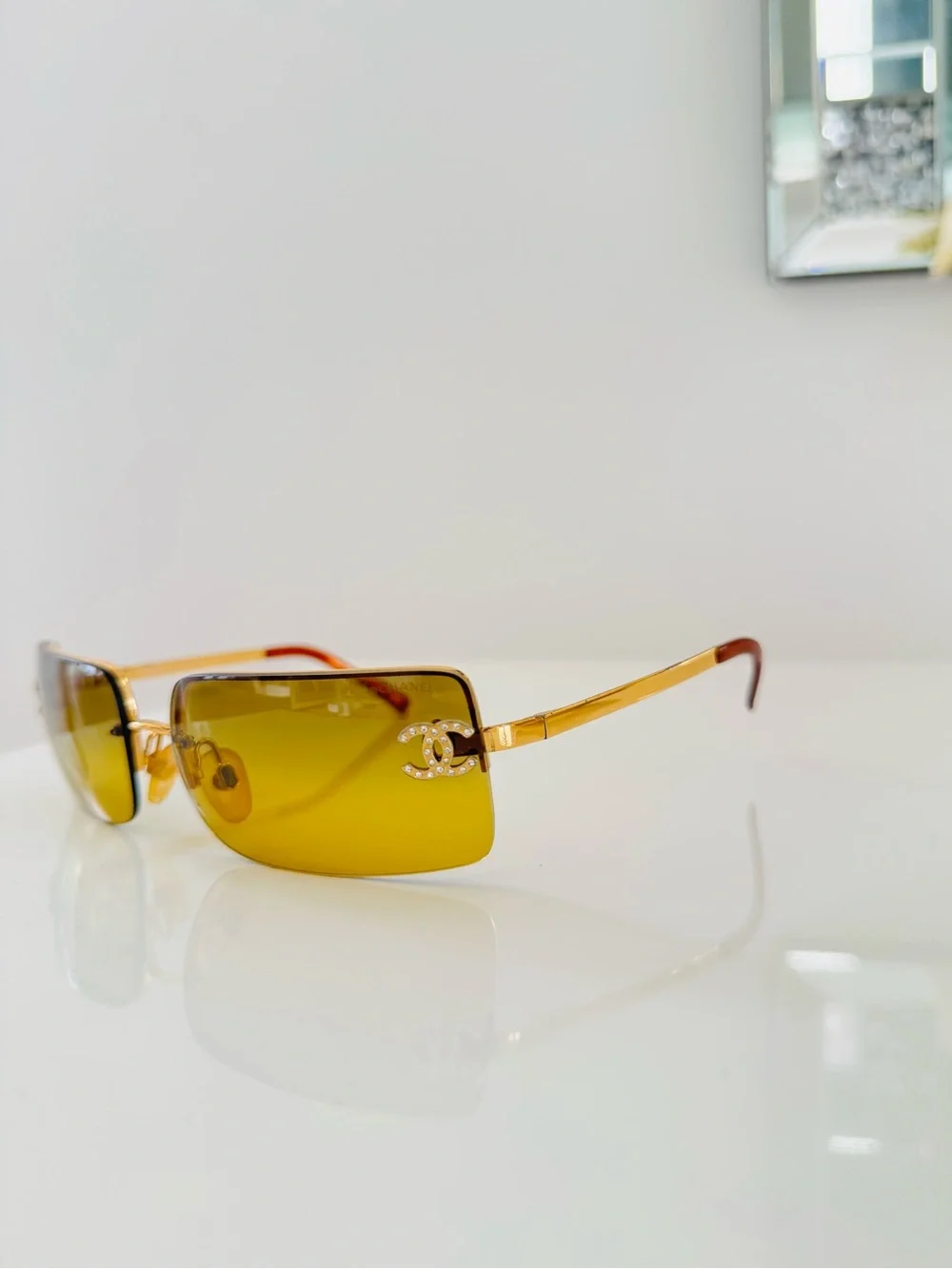 RARE ✨Authentic Vintage Chanel 4104-B rimless gold sunglasses